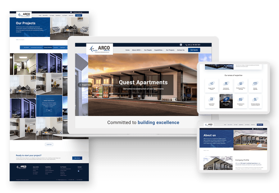 Kinchwopetto created the website for construction company ARCO to present their services